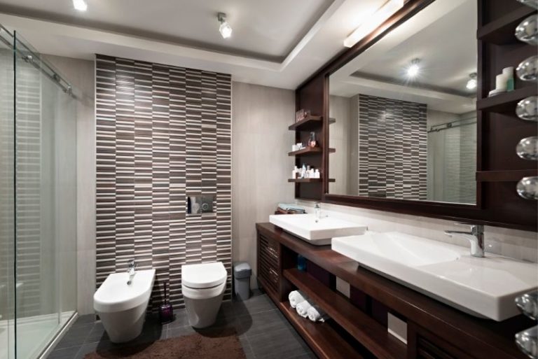 Bathroom renovation featuring accessible fixtures